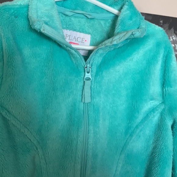 Children’s Place aqua/teal fleece coat - Picture 2 of 4